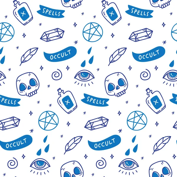 Motif Vectoriel Sans Couture Avec Des Éléments Occultes Doodle — Image vectorielle