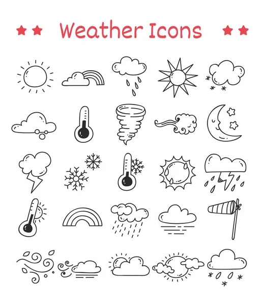 Set Icone Meteo Illustrazione Vettoriale — Vettoriale Stock