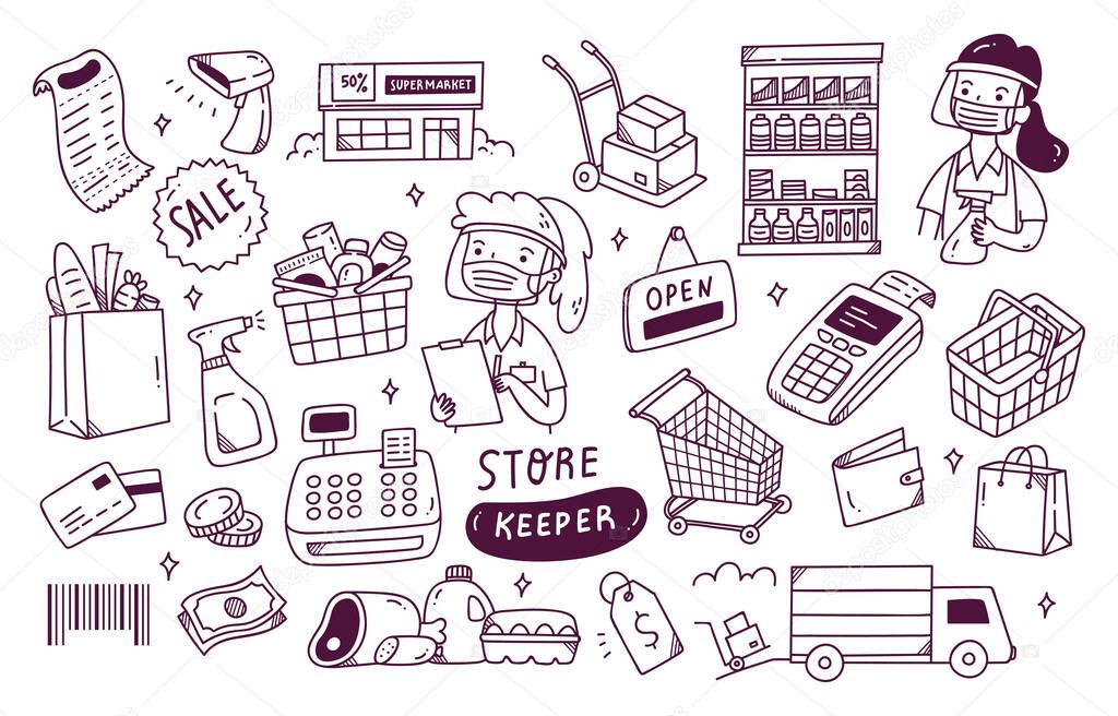shopping cart icons set in flat style isolated on white background