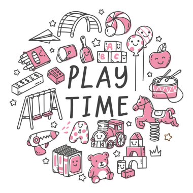 Oyun zamanının karalama el çizilmiş vektör çizimi