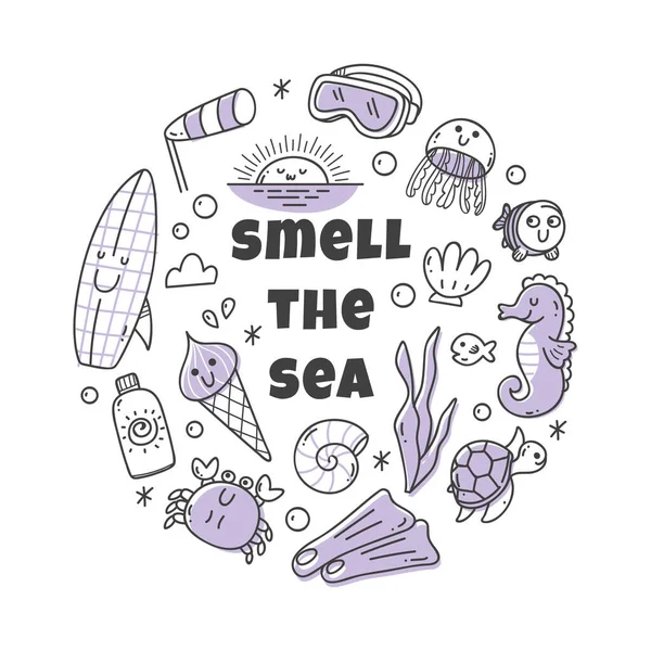 Vector Illustration Smell Sea — Stock Vector