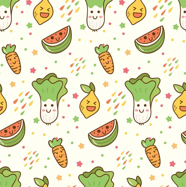 Groente Fruit Kawaii Patroon — Stockvector