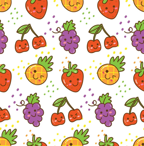 Motif Sans Couture Avec Des Fruits Drôles — Image vectorielle