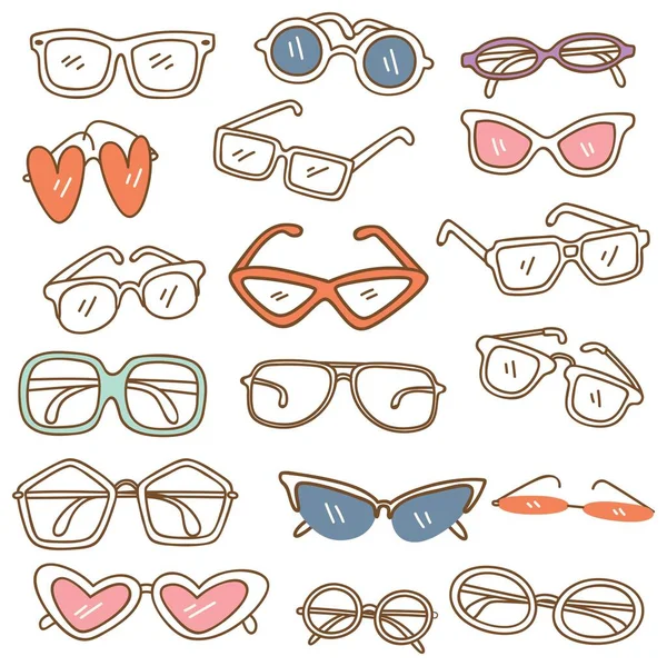 Conjunto Óculos Doodle — Vetor de Stock