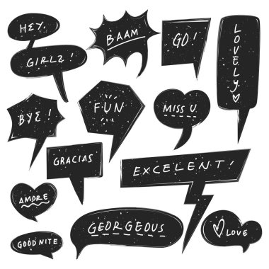 Siyah beyaz konuşma baloncukları seti