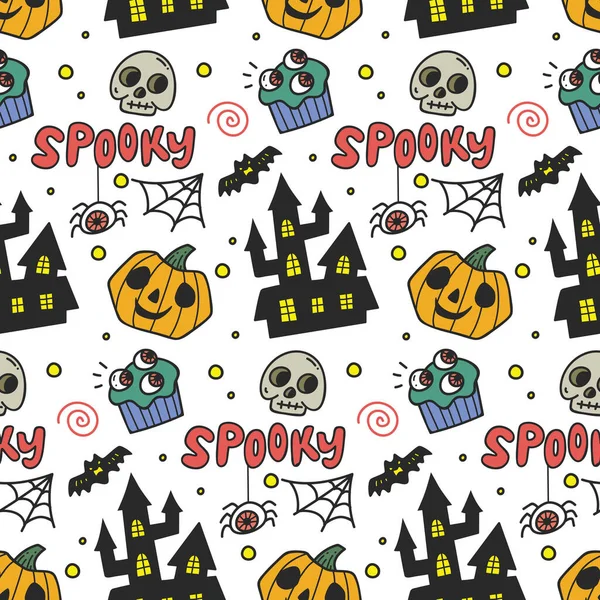 Motif Halloween Sans Couture Avec Citrouilles Chauves Souris Lune — Image vectorielle