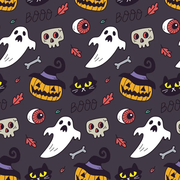 Motif Halloween Sans Couture Avec Citrouilles Illustration Vectorielle — Image vectorielle