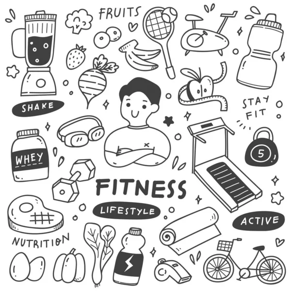 Γυμναστήριο Και Υγιή Εικονίδια Του Τρόπου Ζωής Που Εικονογράφηση Διανύσματος — Διανυσματικό Αρχείο