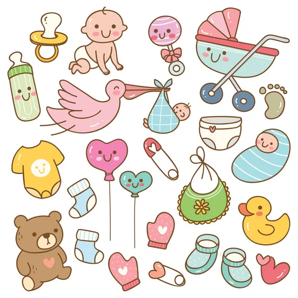 Cute Kawaii Baby Stuff — Stock Vector