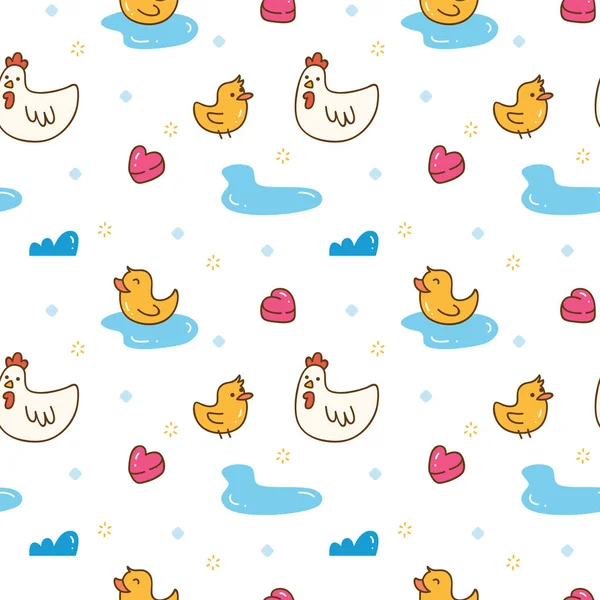 Cute Seamless Kawaii Doodle Pattern — Stock Vector