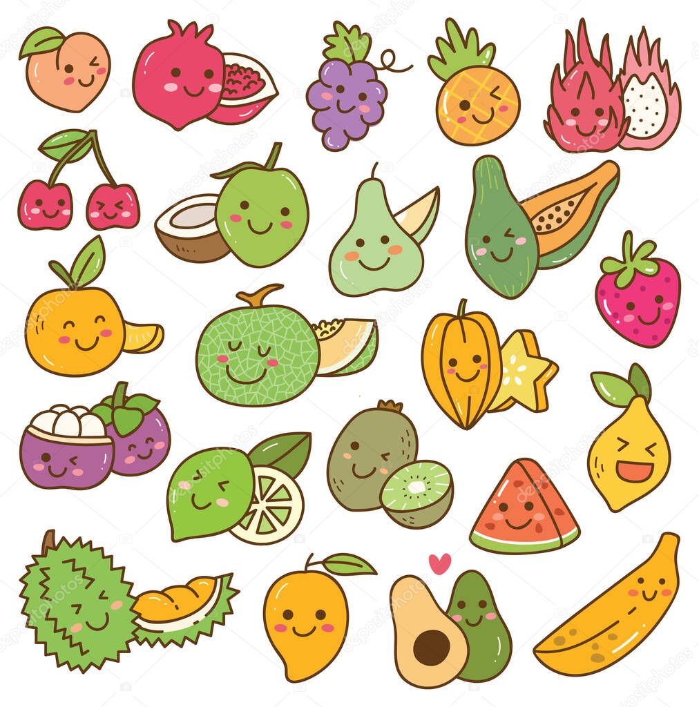 set of various fruits 
