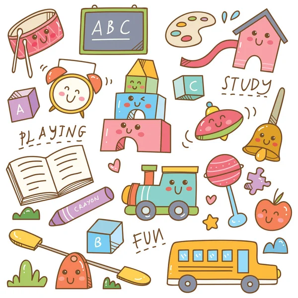 School Supplies Stationery Set — Stock Vector