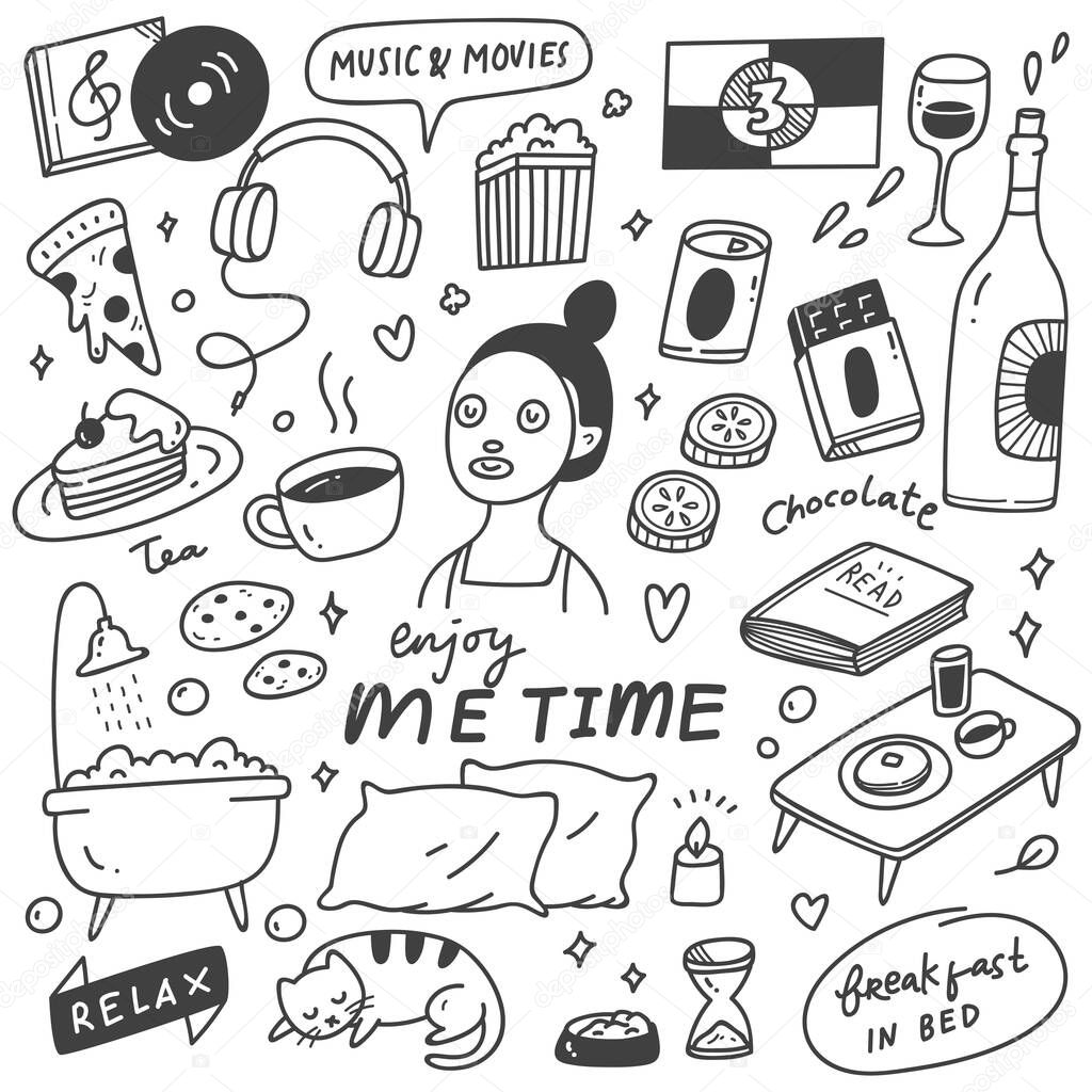 set of me time doodle