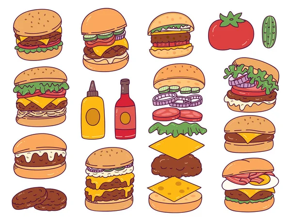 Vector Conjunto Hamburguesas — Archivo Imágenes Vectoriales