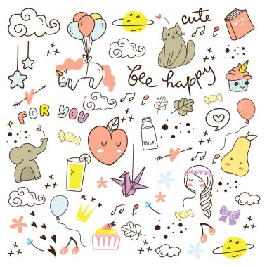 El çizimi ögelerinin vektör illüstrasyonu