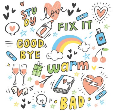 El çizimi ögelerinin vektör illüstrasyonu