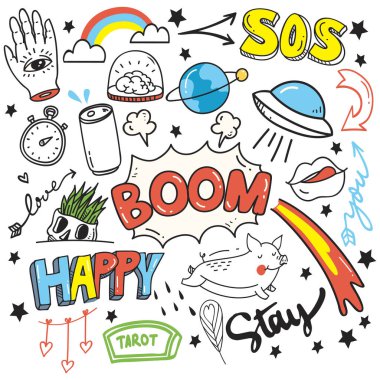 Sevimli, kusursuz vektör çizimi ve mutlu patlamalar kalın. 