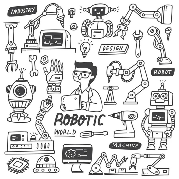 Drăguț Ilustrație Vectorială Fără Sudură Icoane Mașină Robotică — Vector de stoc