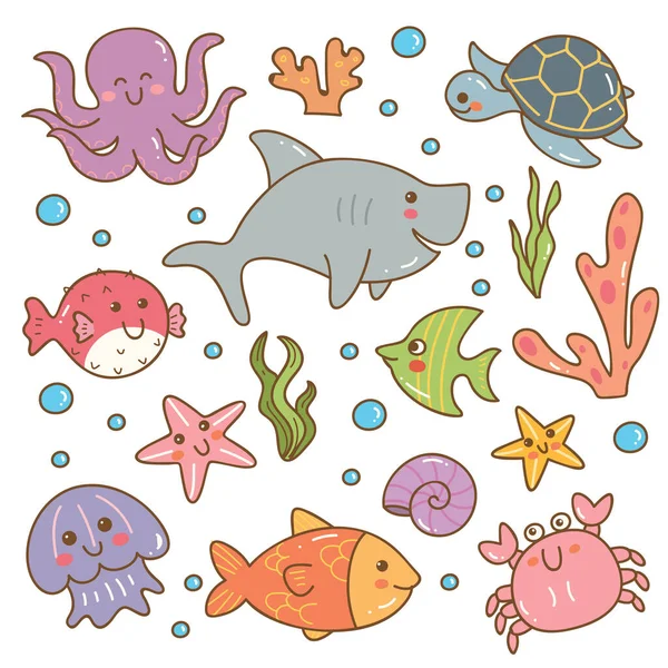 Conjunto de animales marinos — Vector de stock