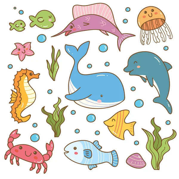 Conjunto de animales marinos — Vector de stock