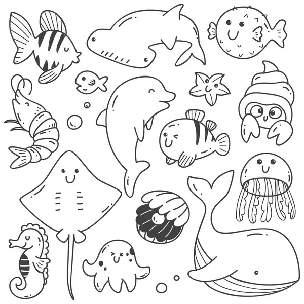 海の動物のセット — ストックベクタ
