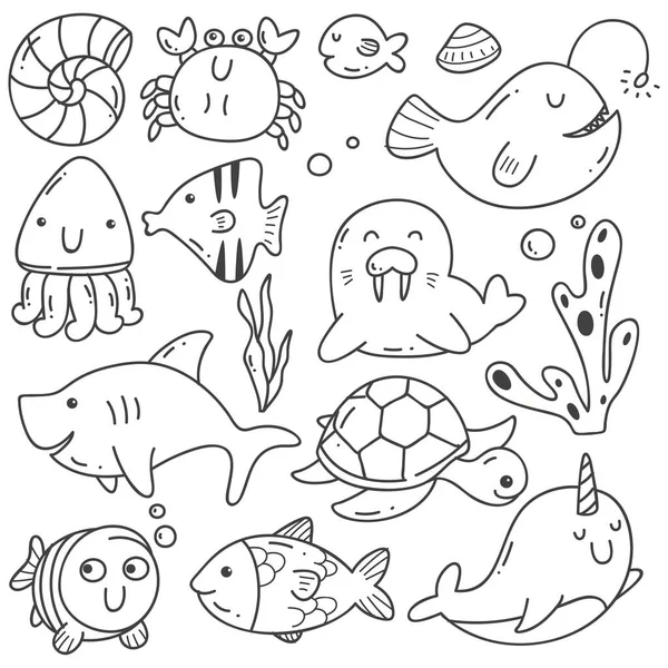 Conjunto de animais marinhos — Vetor de Stock