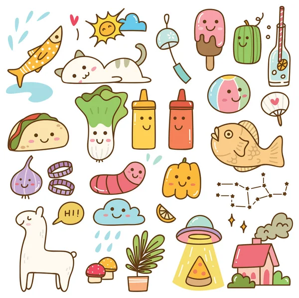 Mignon Sans Couture Kawaii Motif Doodle — Image vectorielle