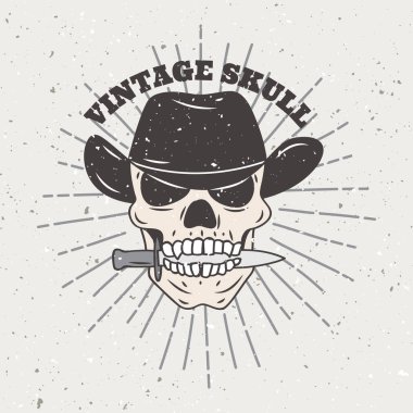 Bıçak ve şapkalı kafatası ile kusursuz vektör çizimi 