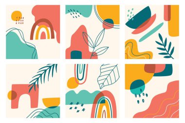 Çağdaş arkaplan vektör çizimi seti, Doodle sanat arkaplanı