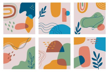 Çağdaş arkaplan vektör çizimi seti, Doodle sanat arkaplanı