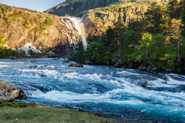 Obrovský Vodopád Nejlépe Údolí Národní Park Hardangervidda Stezka Údolím Nejlépe — Stock fotografie