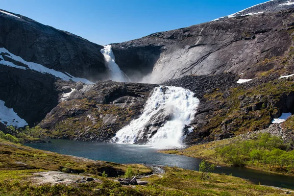 Sotefossen Vodopád Obří Vodopád Nejlépe Údolí Národní Park Hardangervidda Stezka — Stock fotografie