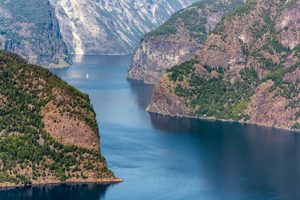 Pohled Malebné Aurlandfjord Hlediska Stegastein Aurland Norsko — Stock fotografie