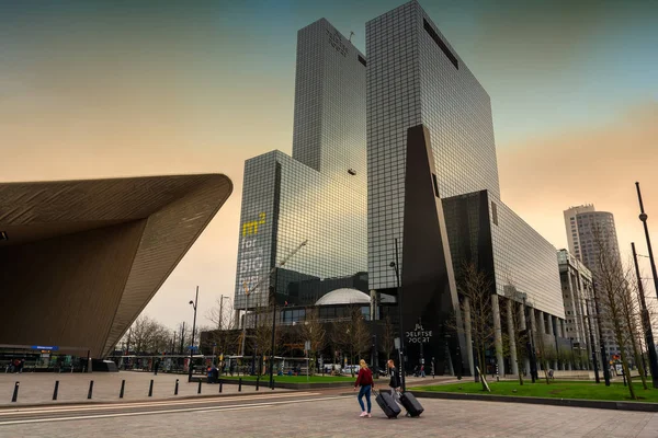 Rotterdam Paesi Bassi Aprile 2018 Centro Rotterdam Con Edifici Futuristici — Foto Stock