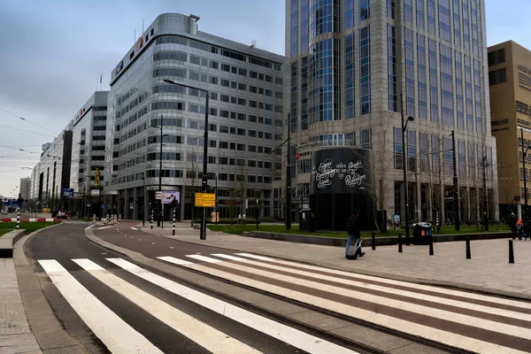 Rotterdam Nederlandene April 2018 Rotterdam Centrum Med Futuristiske Bygninger Nær - Stock-foto