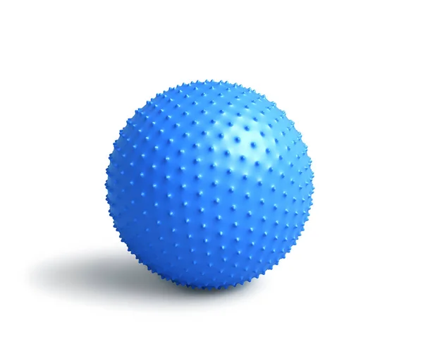 Синий Фитнес Мяч Белом Рендеринг Возможностью Обрезки — стоковое фото