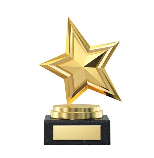 Gold Star Trophy Award Isolated White Rendering Clipping Path — Stock Photo, Image