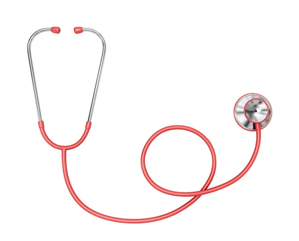 Röd Stetoskop Isolerad Vit Bakgrund Rendering Med Urklippsbana — Stockfoto