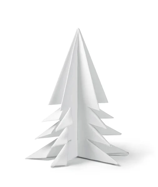 Origami Papel Árvore Natal Isolado Branco Recorte Caminho Incluído — Fotografia de Stock