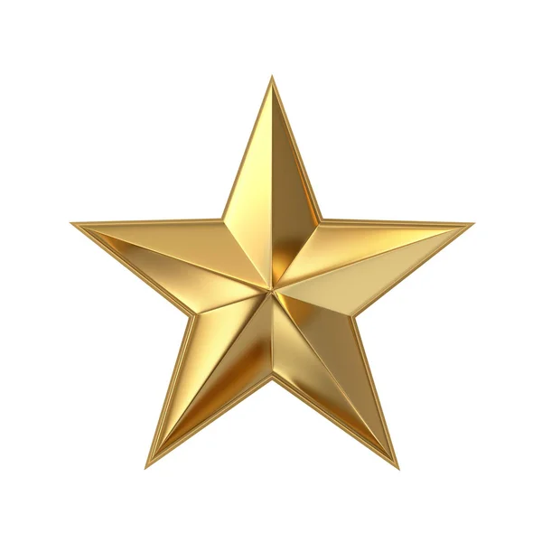 Golden Star Elszigetelt Fehér Background Leképezés Vágógörbe — Stock Fotó