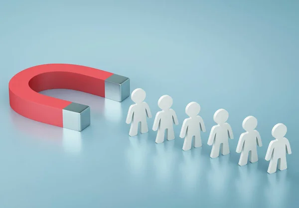 İnsan figürleri çeken at nalı mıknatıs. 3D render