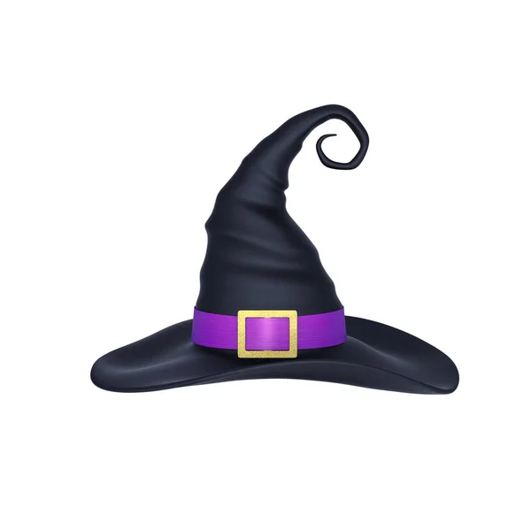 Witch Hat Purple Ribbon Isolated White Rendering Clipping Path — Stock Photo, Image