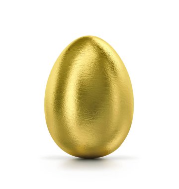 Golden egg isolated on white. 3D rendering with clipping path