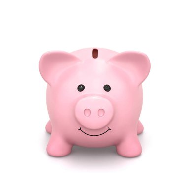 Mutlu kumbara beyaz izole. 3D rendering kırpma yolu ile