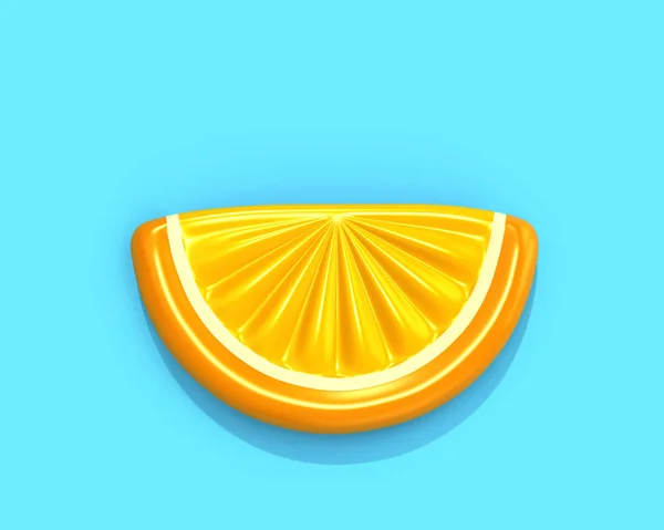 Inflatable Orange Slice Isolated Blue Background Top View Rendering Clipping — Stock Photo, Image