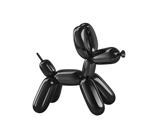 Black glossy balloon dog isolated on white — Stock Photo, Image