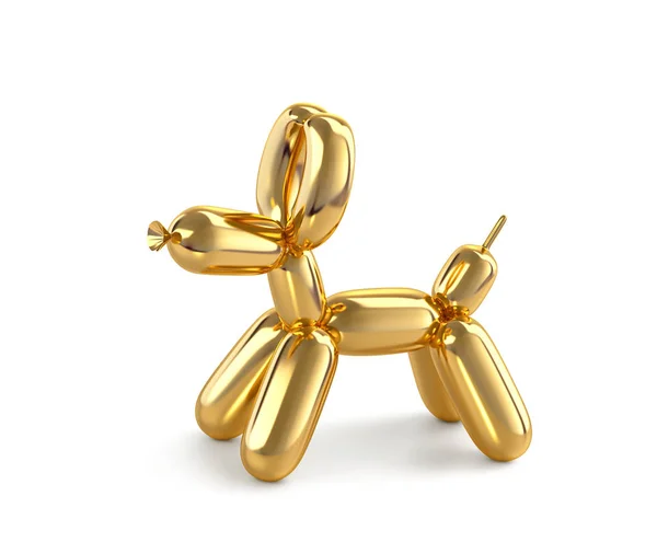 Золота собака на повітряній кулі ізольована на білому. Відсічний контур включено — стокове фото