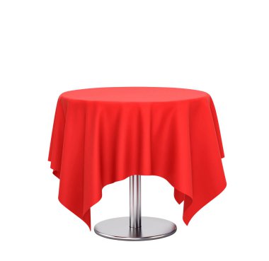 Kırmızı masa örtüsü ile yuvarlak masa