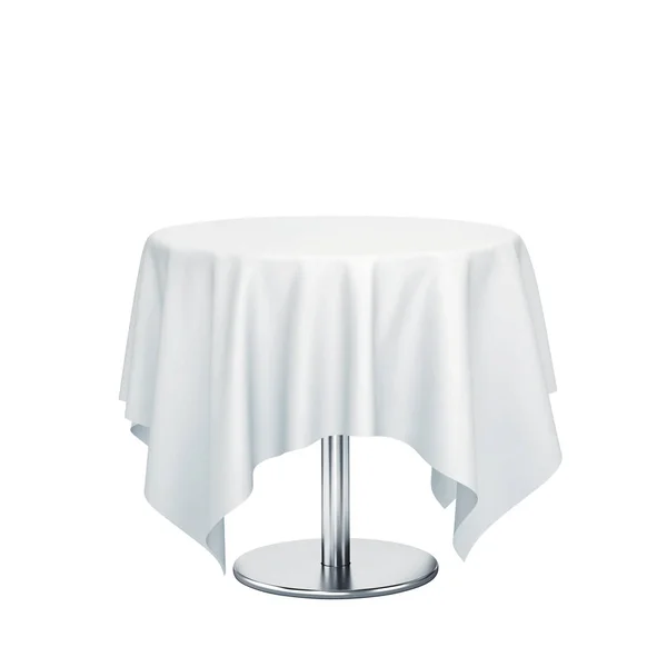 Round table with white tablecloth — Stock Photo, Image