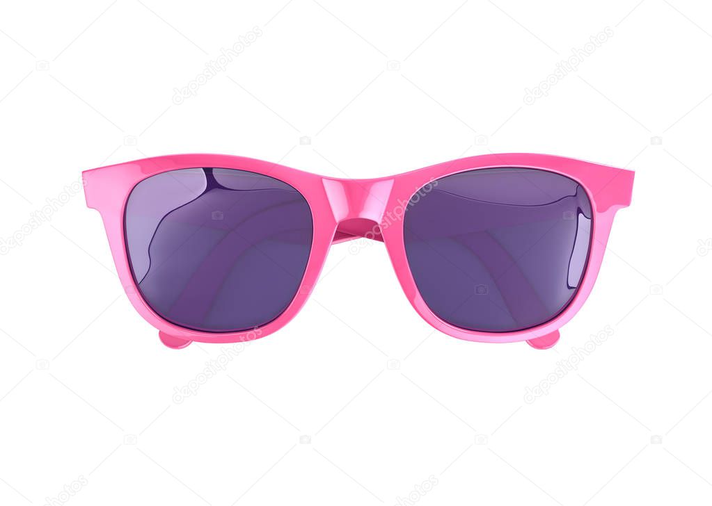 Pink sunglasses isolated on white